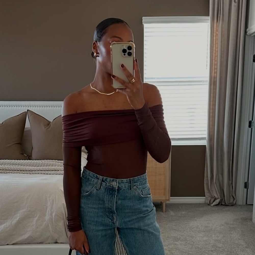 Off Shoulder Sheer Bodysuit